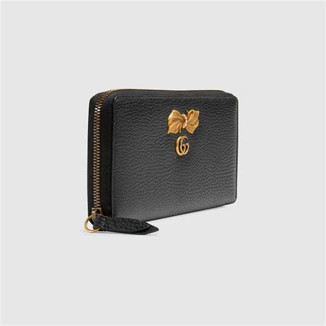 gucci leather zip around wallet with bow|Gucci leather wallet for men.